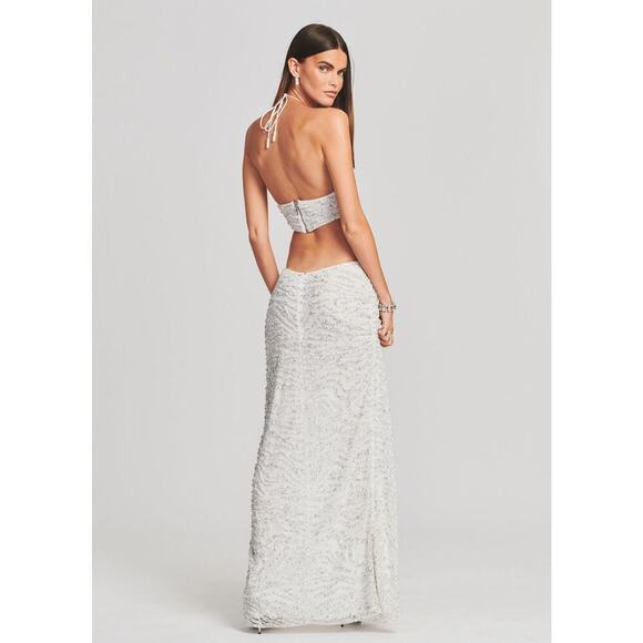 Retrofete Hendrix Dress Sequin Tiger Stripe White NWT L - Picture 5 of 13